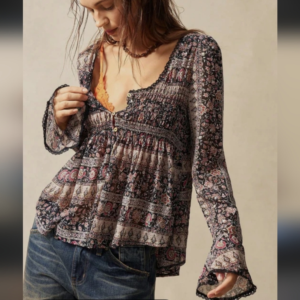 Boho Gypsy Loose Fit Top - Picture 3 of 16